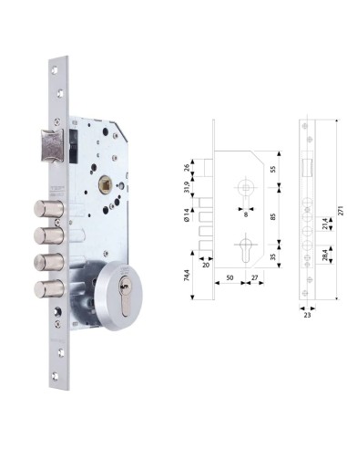 Cerradura Tesa Seguridad R100b566 Cromo