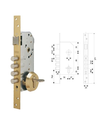 Cerradura Tesa Seguridad R100B566 Esmaltada