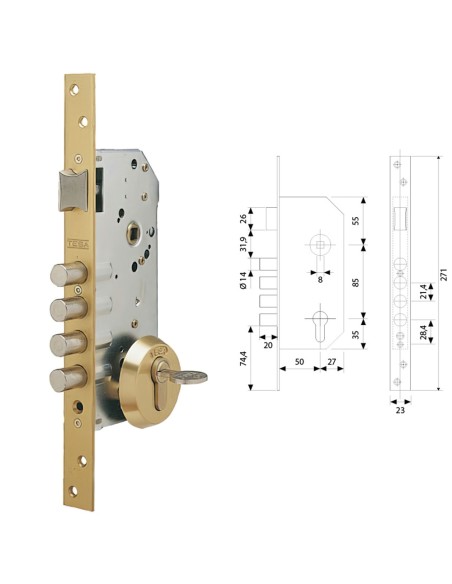 Cerradura Tesa Seguridad R100B566 Esmaltada