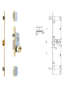 Cerradura Tesa Seguridad TLB3 566 LE Cerradero Largo 40 HE 2