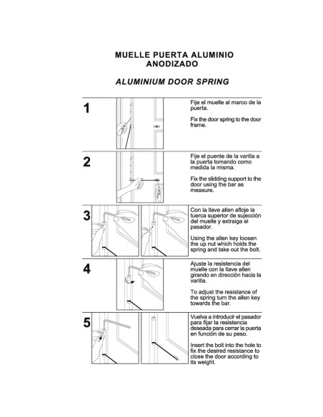 Muelle Puerta Wolfpack Aluminio Anodizado Negro (Blister 1 Pieza)