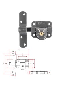 Cerrojo b-9 llave solo pasador de 140mm cilindro redondo de 40mm 2
