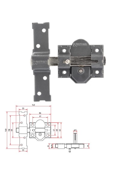 Cerrojo b-5 llave y pulsador pasador de 143mm cilindro redondo de 50mm