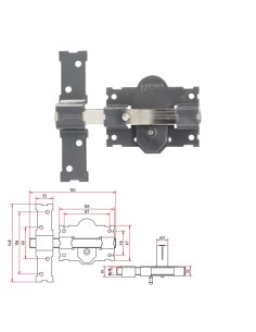 Cerrojo b-3 llave y pulsador pasador de 161mm cilindro redondo de 70mm 2