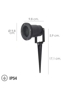 Foco Halógeno IP54 Para Jardín y Exteriores Con Pincho Color Negro 2