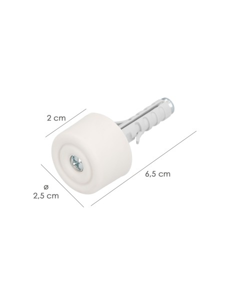 Tope Puerta Maurer Atornillar Con Taco y Tornillo Blanco