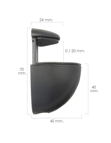 Soporte Pelicano Regulable Para Estante 1 / 20 mm. Negro (1 Pieza)