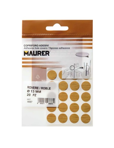 Tapatornillos Adhesivos Roble (Blister 20 unidades)