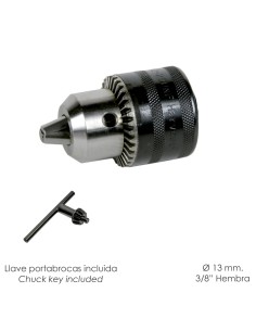 Portabrocas Con Llave 13 mm. 3/8 Hembra 2
