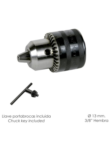 Portabrocas Con Llave 13 mm. 3/8 Hembra
