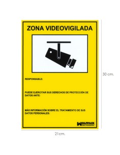 Cartel Zona Videovigilada 30x21 cm. 2
