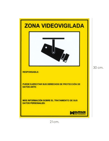 Cartel Zona Videovigilada 30x21 cm.