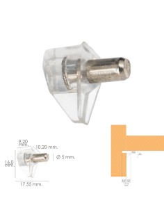 Soporte de Plastico Con Anclaje Metalico 5 Ø mm. Para Estanterias / Estantes (Caja 100 Unidades) 2