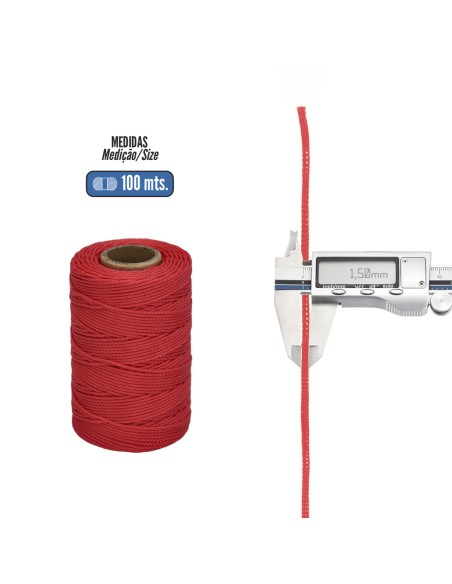 Cuerda Trencilla Polipropileno Roja (Bobina 100 Metros)