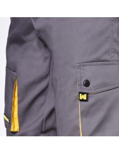 Pantalones Cortos DeTrabajo, Multibolsillos, Resistentes, Gris/Amarillo Talla 50/52 XL 2