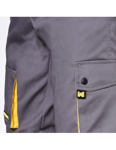 Pantalones Cortos DeTrabajo, Multibolsillos, Resistentes, Gris/Amarillo Talla 46/48 L