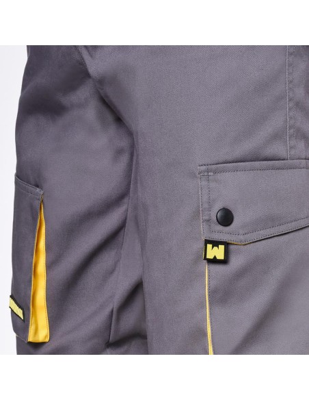 Pantalones Cortos DeTrabajo, Multibolsillos, Resistentes, Gris/Amarillo Talla 46/48 L