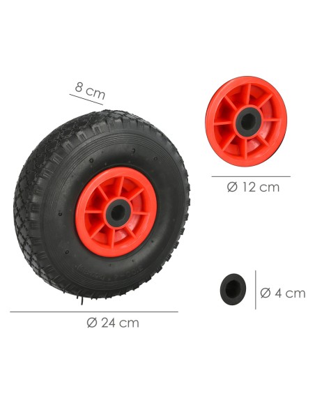 Rueda Carretilla Almacen / Sacos Neumática llanta plástico 20 mm.