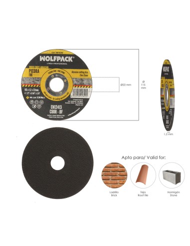Disco Corte Abrasivo Piedra Fino Ø 115 x Ø 22 mm. Espesor 1,2 mm. Disco Radial / Amoladora Universal Con Todas Las Amoladoras.