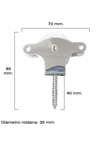 Polea Tendedero Wolfpack Inoxidable 40 mm. / Roldana Metalica Con Tirafondo