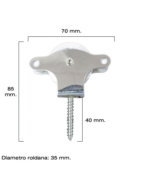 Polea Tendedero Wolfpack Inoxidable 40 mm. / Roldana Metalica Con Tirafondo