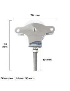 Polea Tendedero Wolfpack Inoxidable 40 mm. / Roldana Metálica Con Tornillo 2