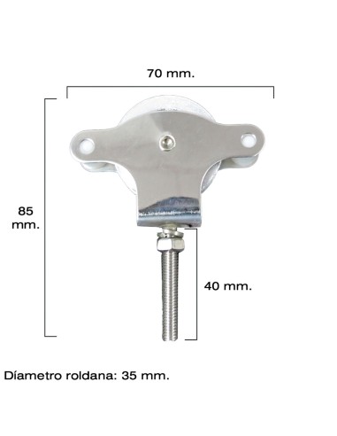 Polea Tendedero Wolfpack Inoxidable 40 mm. / Roldana Metálica Con Tornillo