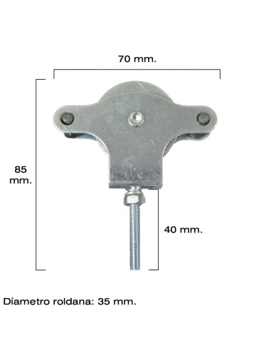 Polea Tendedero Wolfpack Zincado 40 mm. Roldana Metal con Tornillo