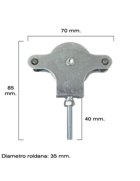 Polea Tendedero Wolfpack Zincado 40 mm. Roldana Metal con Tornillo