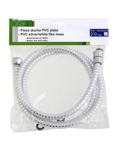 Flexo Ducha PVC Blanco/Plata 2,00 metros