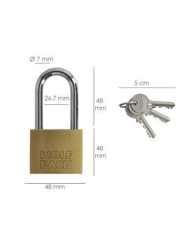 Candado Laton Arco Largo Llaves Iguales 50 mm. Nº1