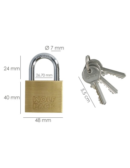 Candado Laton Arco Normal Llaves Iguales 50 mm. Nº2