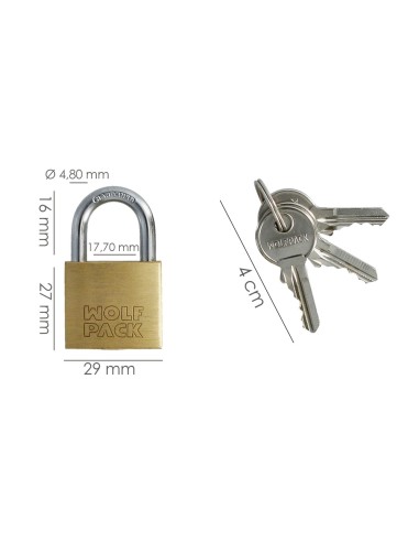 Candado Laton Arco Normal Llaves Iguales 30 mm. Nº1