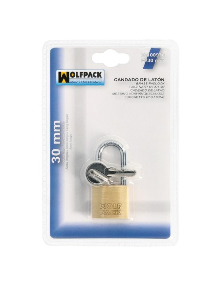Candado Laton Arco Largo 30 mm.