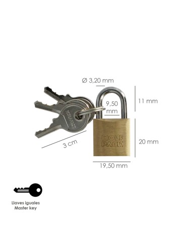 Candado Laton Arco Normal 20 mm.