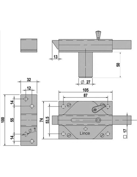 Cerrojo Lince 3935/hc/ Izquierda Cromado