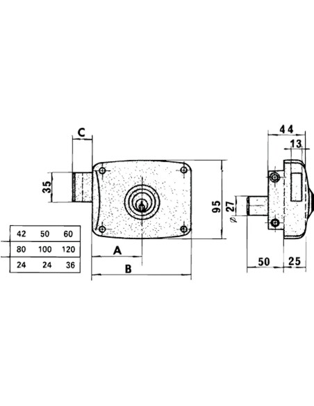 Cerradura Lince 5125A-BO/100 Izquierda
