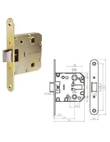 Picaporte Wolfpack 2000- 50 Hierro Latonado Canto Redondo