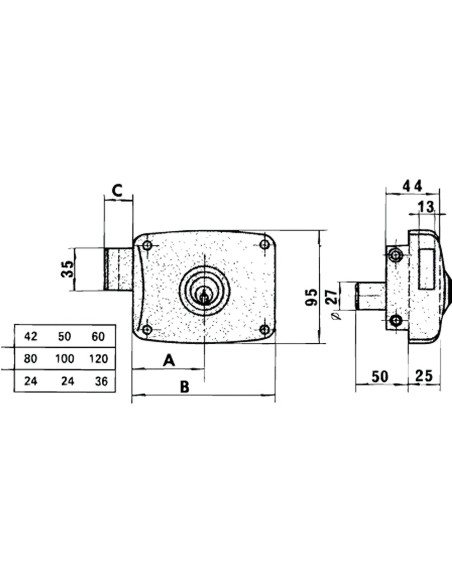 Cerradura Lince 5125A-BO/ 80 Derecha