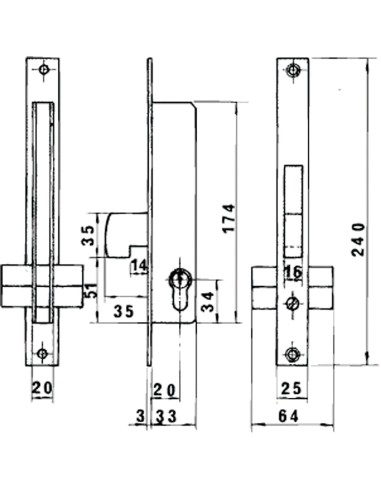 Cerradura Lince 5592 Hn/20 mm.