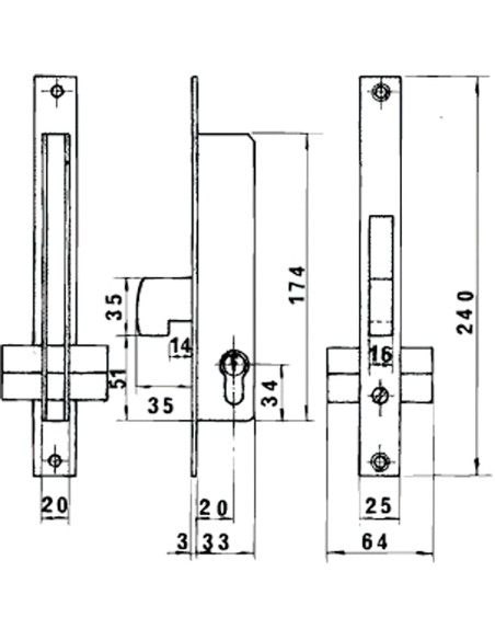 Cerradura Lince 5592 Hn/20 mm.