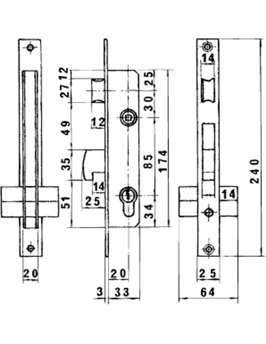 Cerradura Lince 5590 Hn/20 mm.