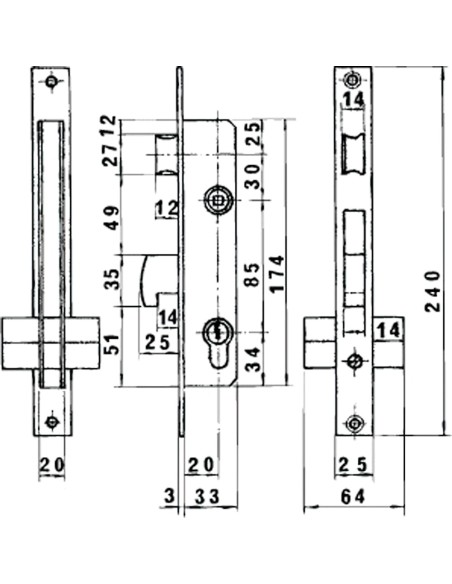 Cerradura Lince 5590 Hn/20 mm.