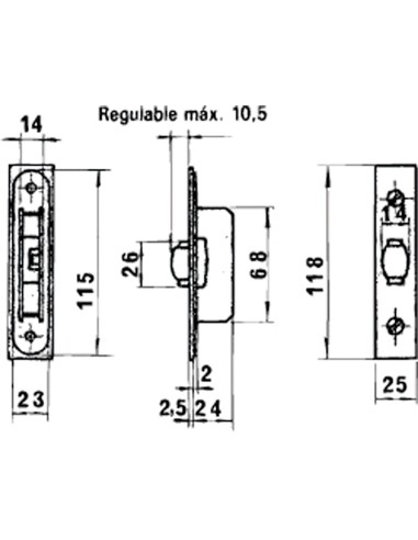 Cerradura Lince 5554 Aluminio 14 mm.