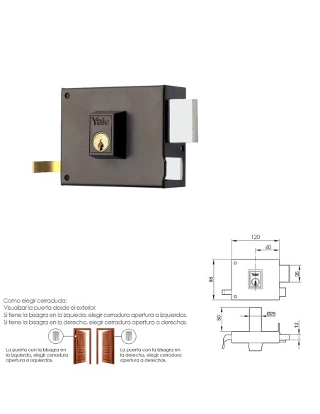 Cerradura Yale 125-a/hpr/12/ Derecha