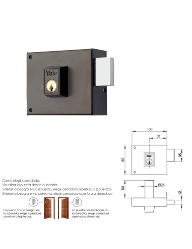 Cerradura Yale 124-a/hpr/10/ Derecha