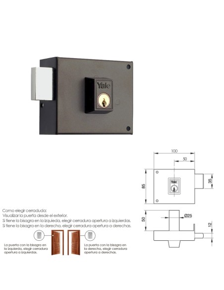 Cerradura Yale 124-A/HP/10/ izquierda