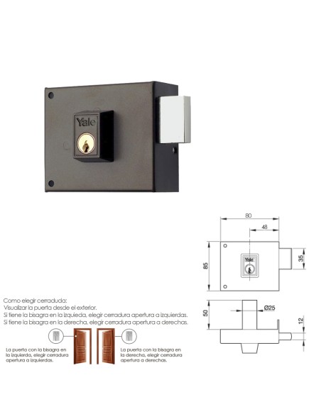 Cerradura Yale 124-a/hpr/ 8/ Derecha