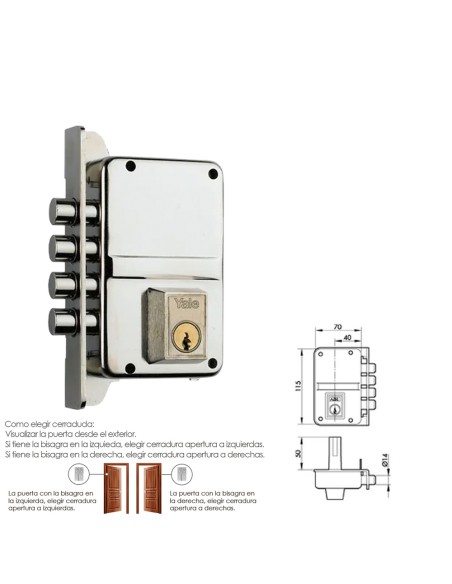 Cerradura Yale 8-hn/ izquierda