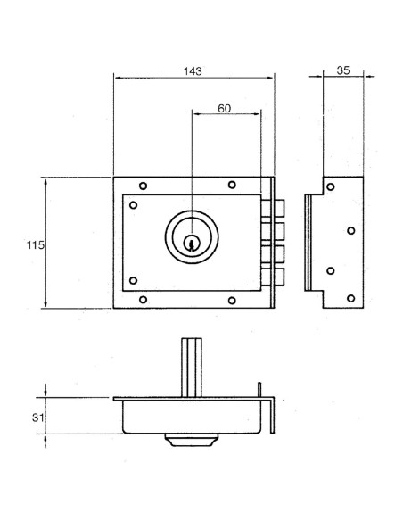 Cerradura Jis 228 8x12/ Derecha